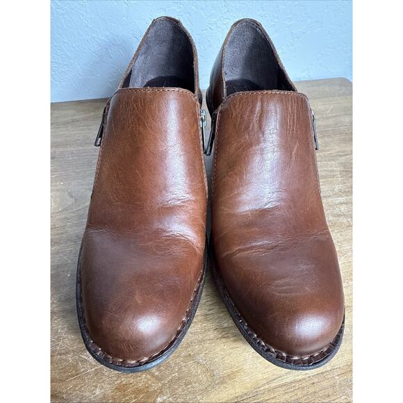 Women's Born Clogs Brown Leather Lightweight Size 9 Side Zip Classic Shoes EUC - Picture 2 of 13
